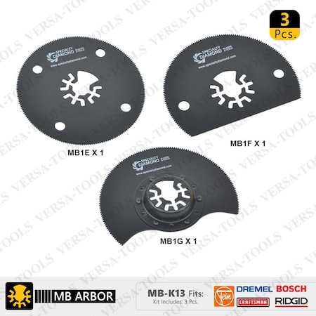 Versa Tool 3 PC Universal Oscillating Saw Blade Set (MB1H, 1I, 1J) MB-K13